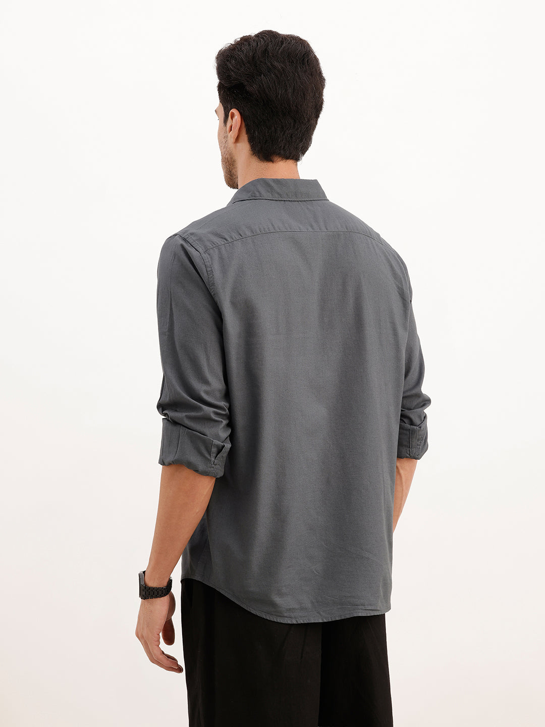 Solid Regular Fit Full Sleeve Shirt | Grey | WWSH9008F