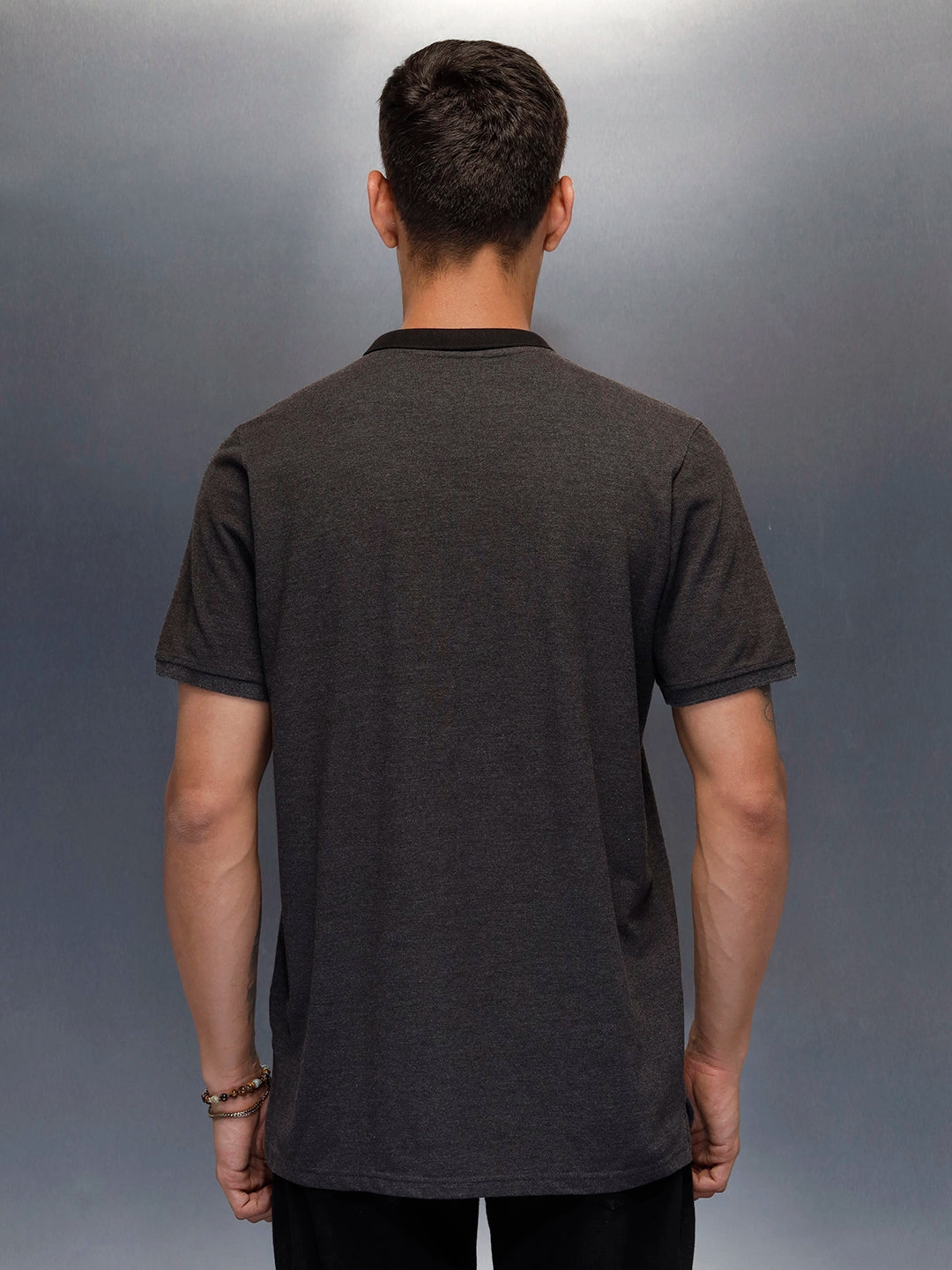 Regualr Fit Polo T-Shirt With Tonal Neck Detail | Grey