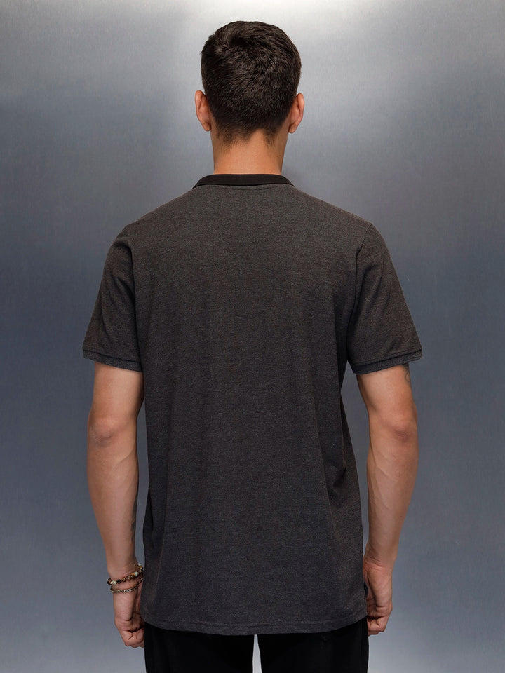 Regualr Fit Polo T-Shirt With Tonal Neck Detail | Grey