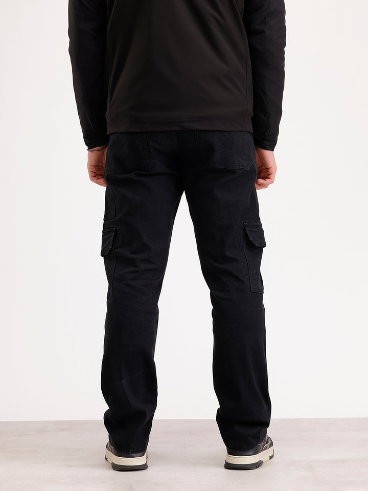 Relaxed Fit Denim Cargo  | Black