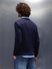 Chunky Cable Knit Slim Fit Crew Neck Sweater  | Navy Blue