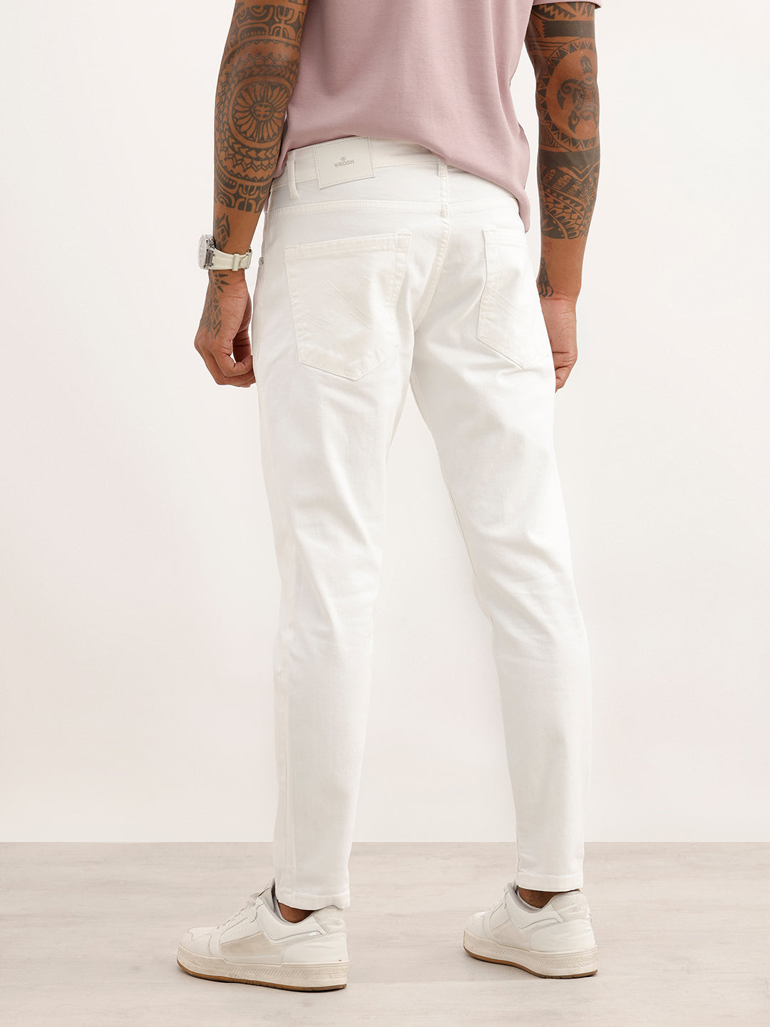 Solid Skinny Crop Fit Denim Jeans | White