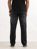 Straight Fit Faded Denim Jeans | Black