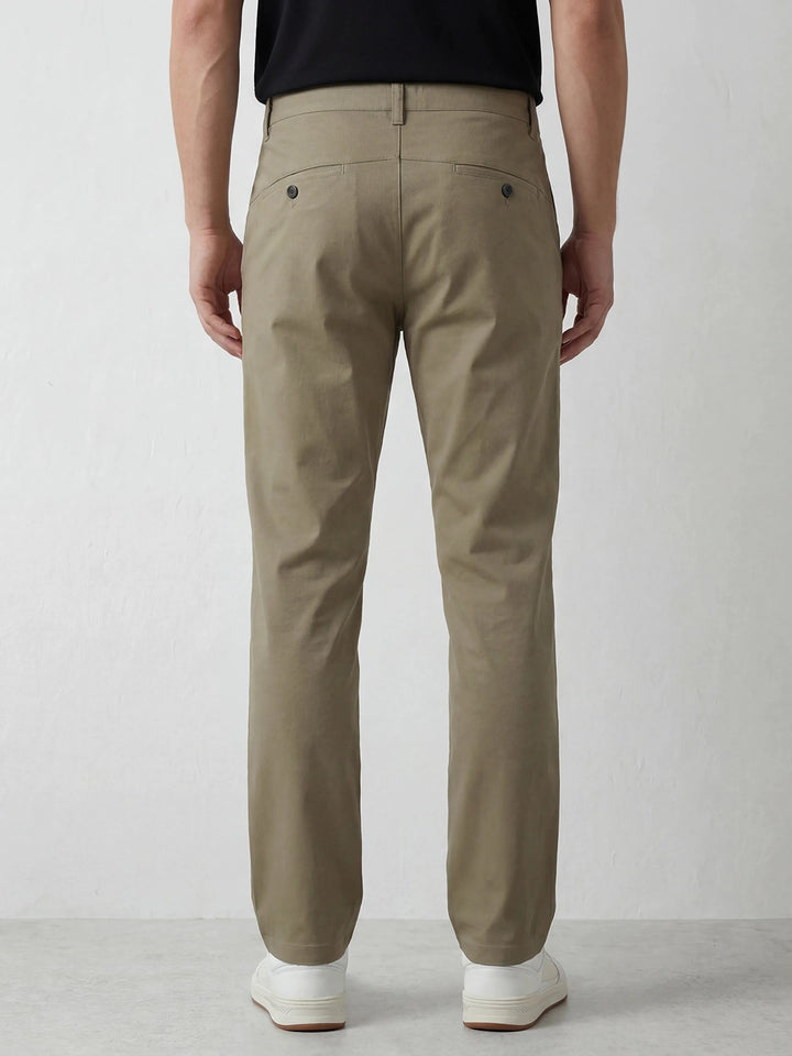 Straight Fit Solid Trouser | Khaki
