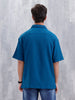 Men's Solid Self Structured Oversized Fit Resort Shirt | Teal