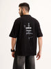 Oversized Back Printed Polo T-Shirt | Black