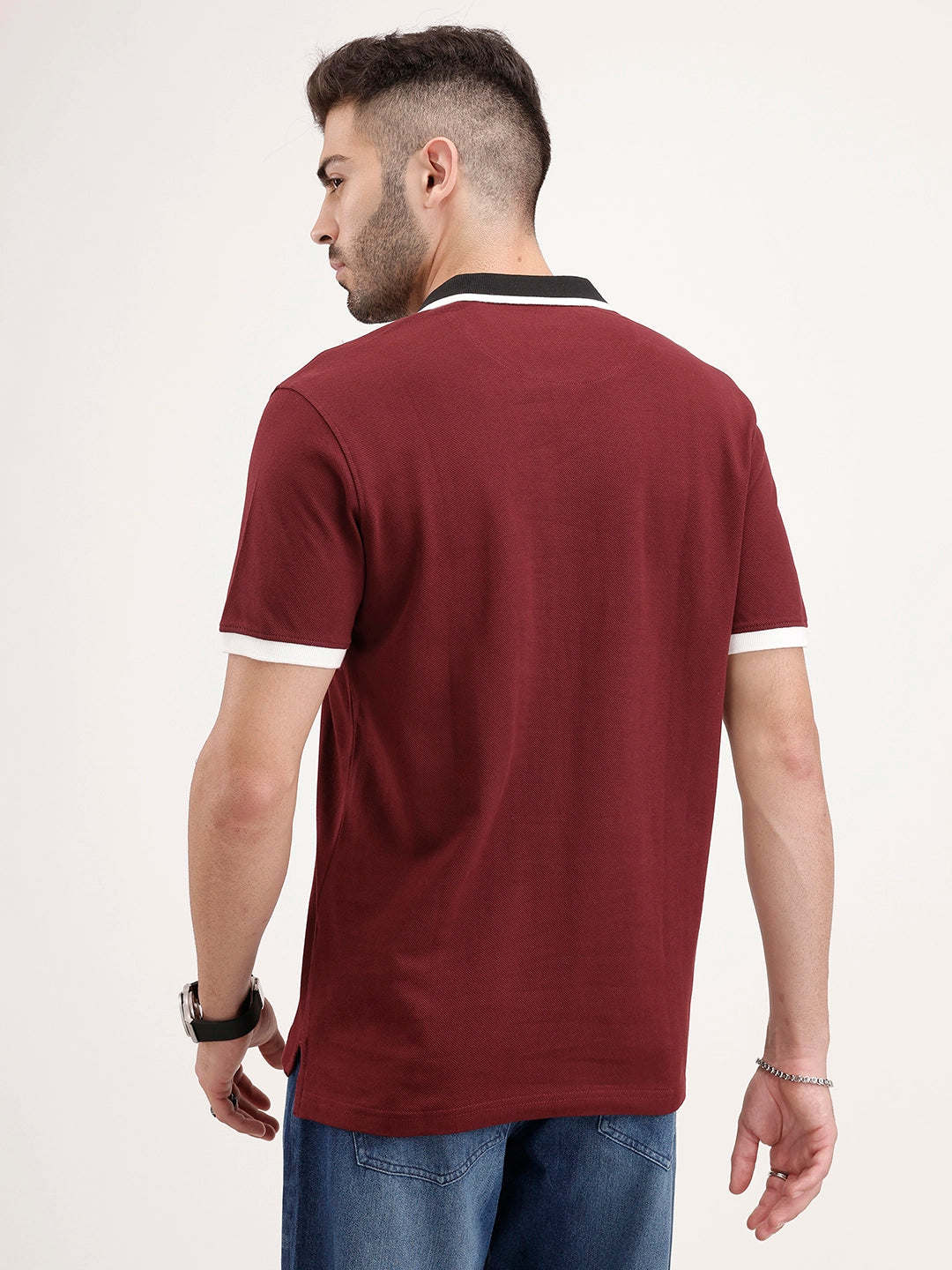Tipping Collar Polo T-Shirt | Maroon
