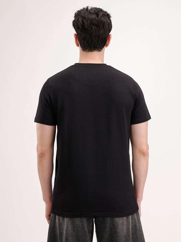 Slim Fit Foil Printed T-Shirt | Black