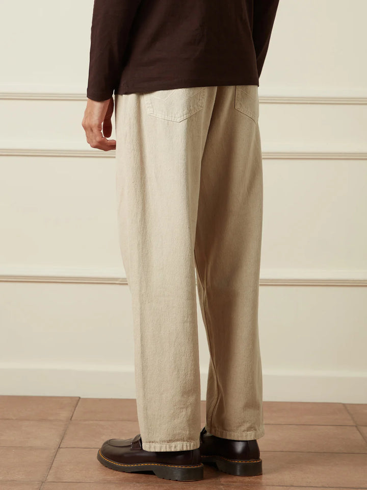 Solid Loose FIt Denim Jeans | Khaki