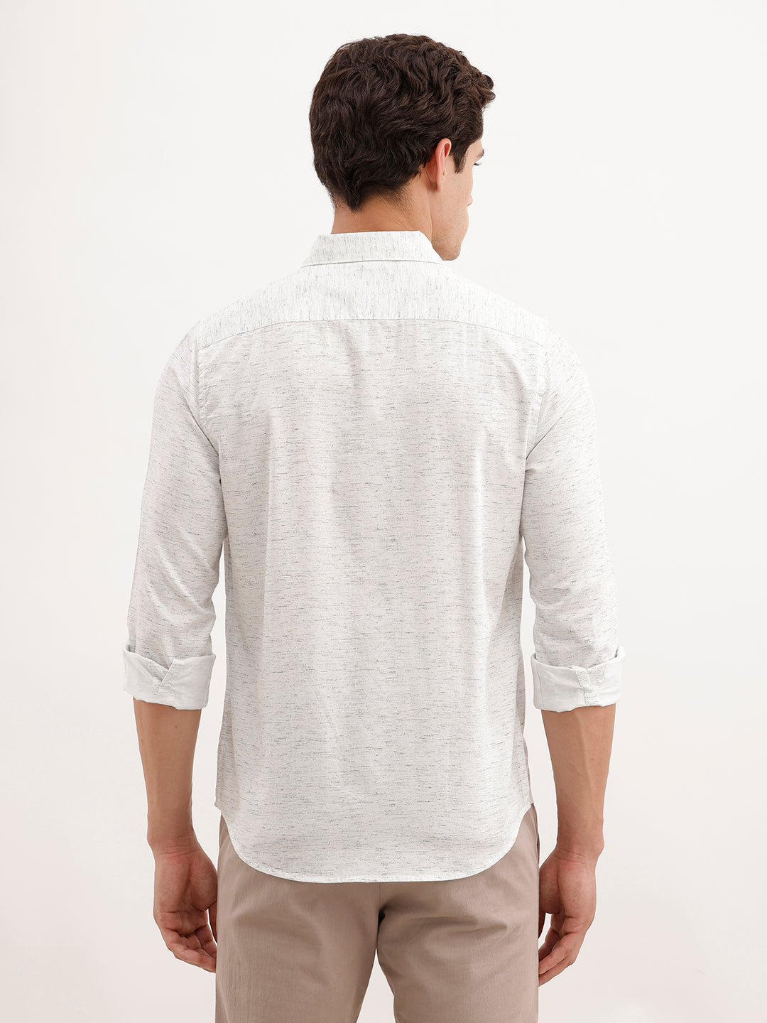 Slim Fit AOP Full Sleeved Shirt  | White