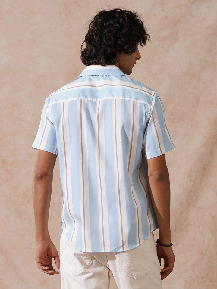 Striped Micro Cord Texture Shirt | Light Blue