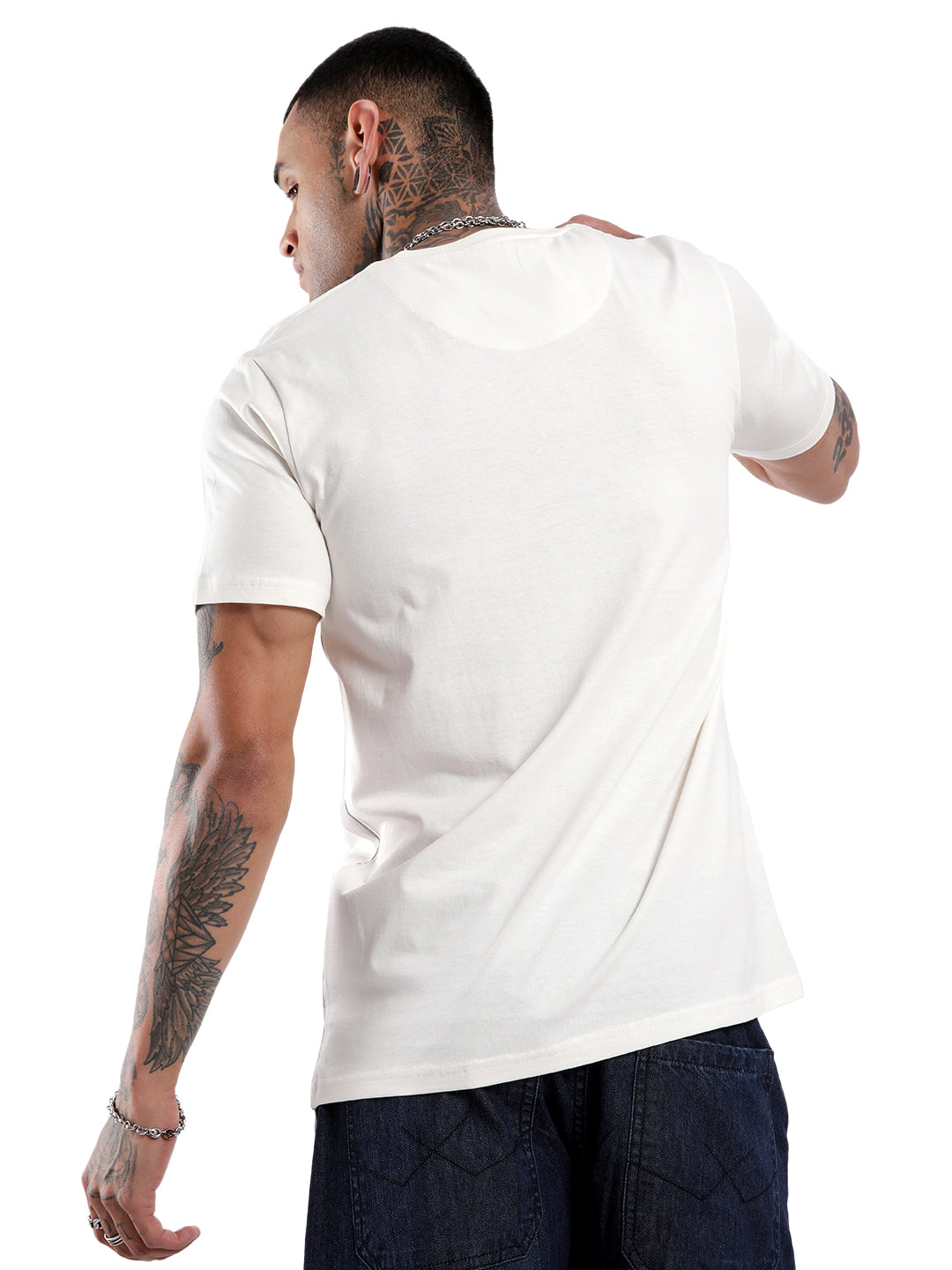 Wrogn Brush Strokes Off White T-Shirt