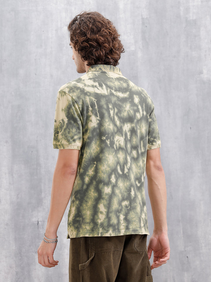 Marble Tie & Dye Comfort Fit T-Shirt | Olive