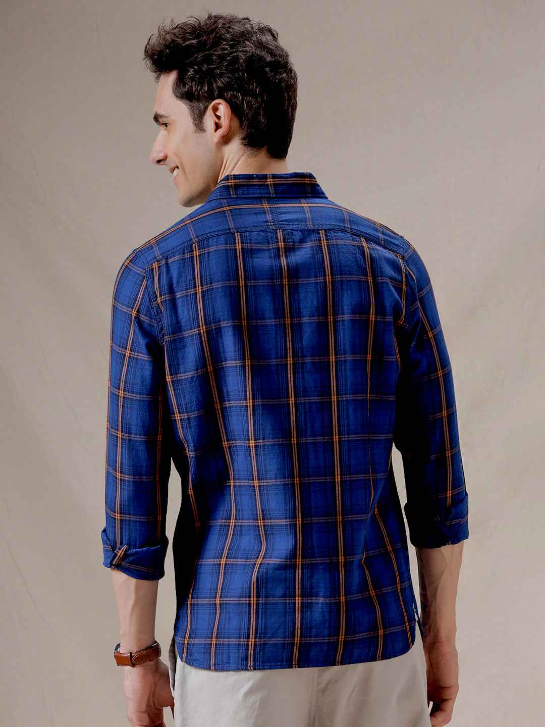 Checked Blue Cotton Shirt