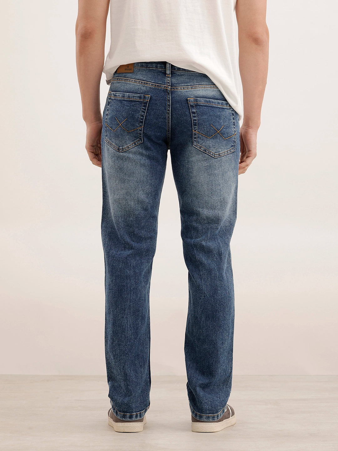 Faded Straight Fit Denim Jeans | Blue