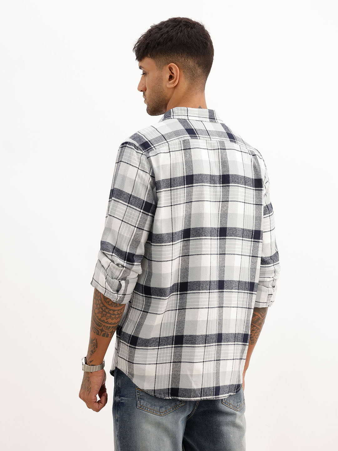 Flannel Slim Fit Full Sleeve Shirt | Grey