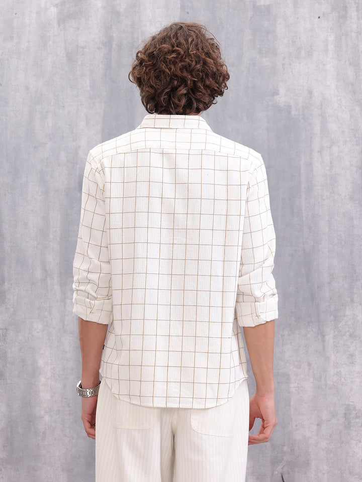 Double Pocket Checkered Shirt | Beige