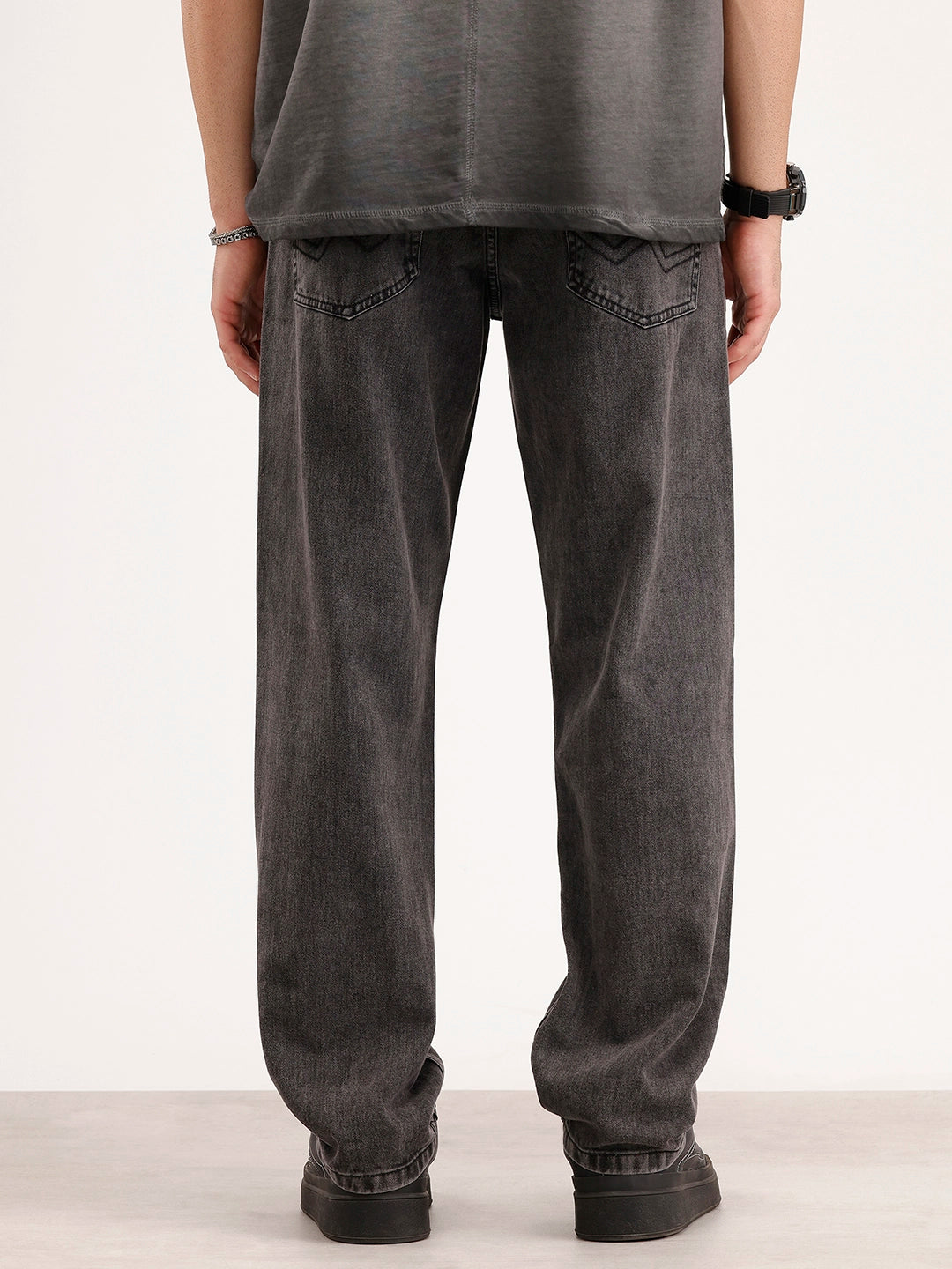 Anti Fit Light Faded Denim Jeans | Dark Grey