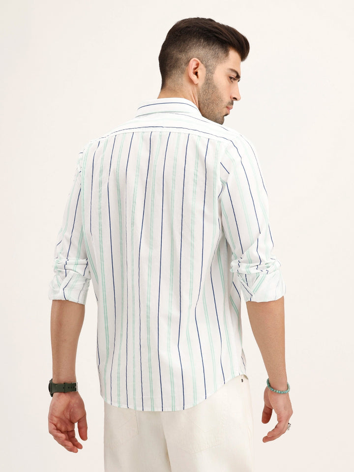Slim Fit Striped Shirt | White