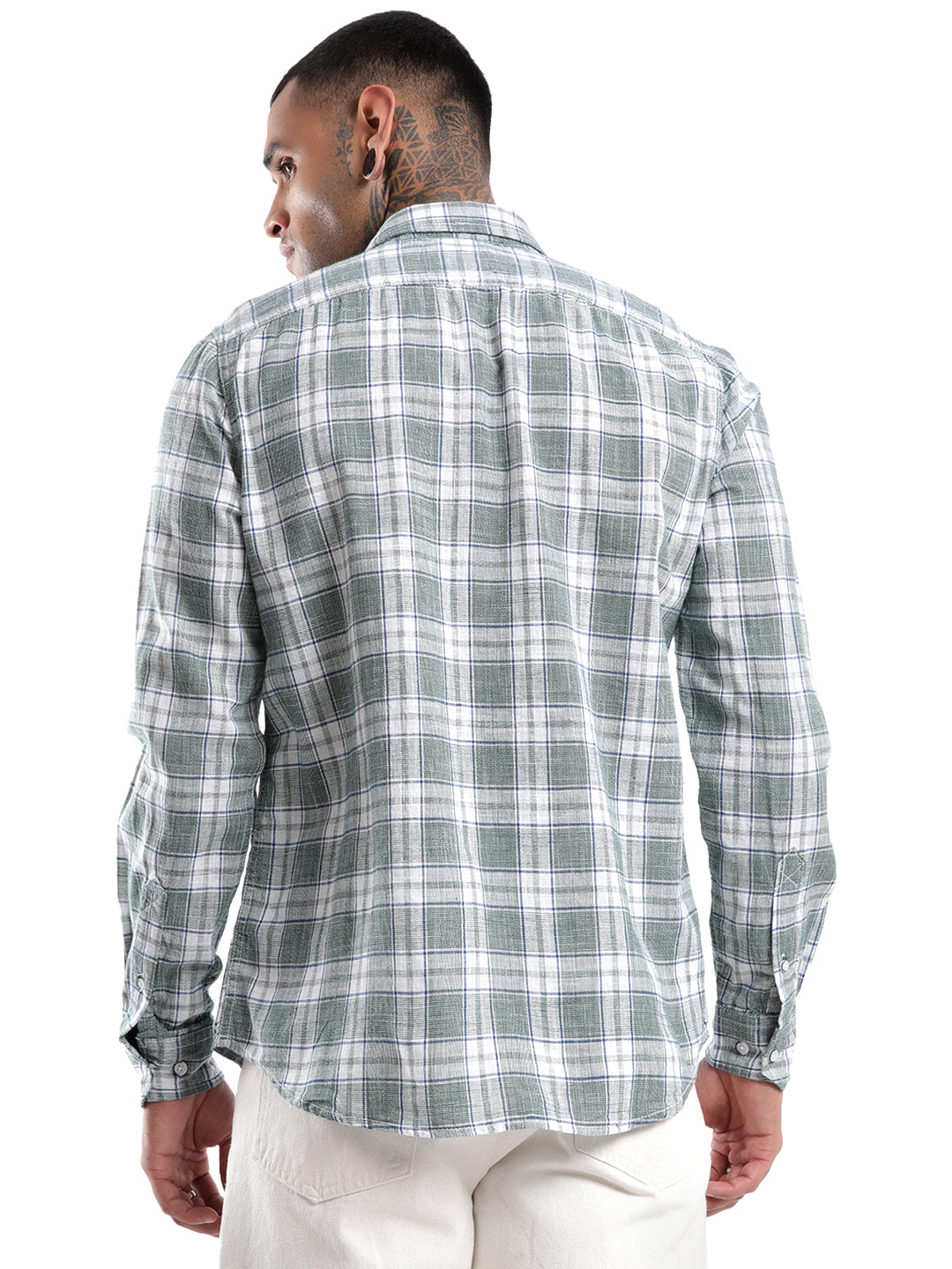 Premium Green Checked Slim Fit Shirt