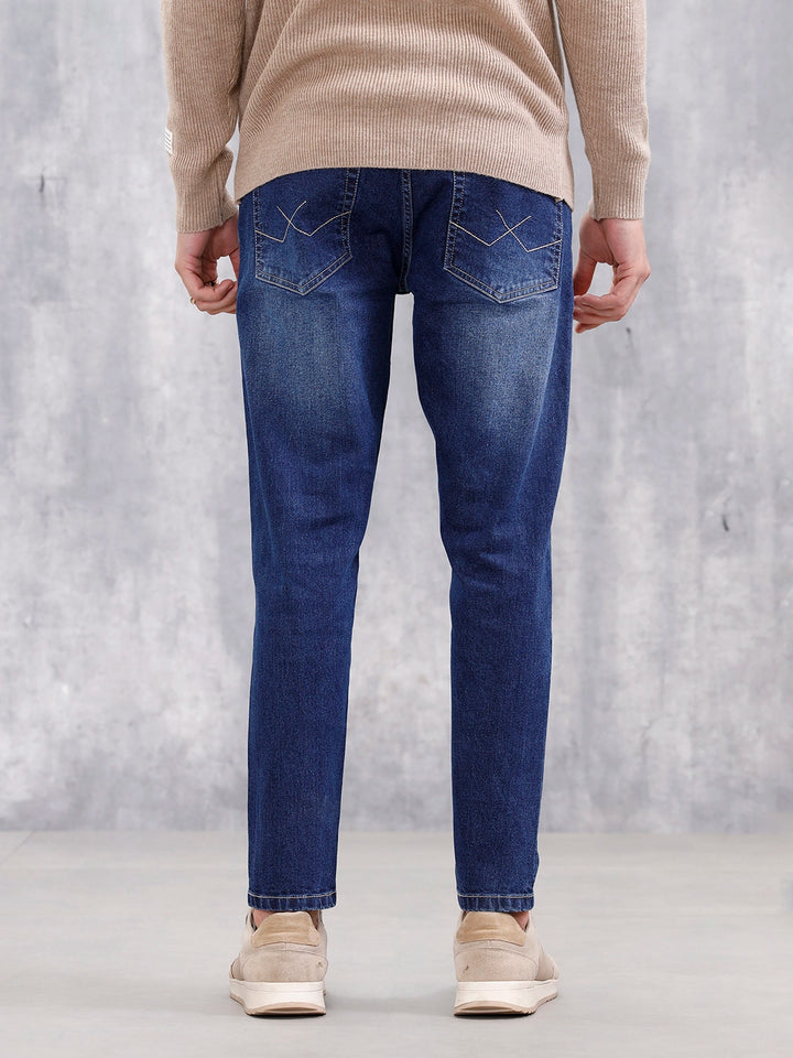 Men Casual Skinny Crop Jeans | Dark Stone