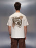 Casual Back Printed Oversized T-Shirt  | Beige