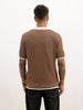 Textured Contrast Collar Polo T-Shirt | Beige
