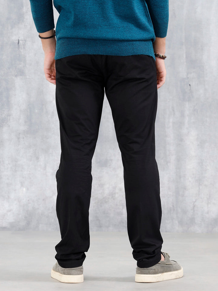 Slim Fit Casual Trousers | Black
