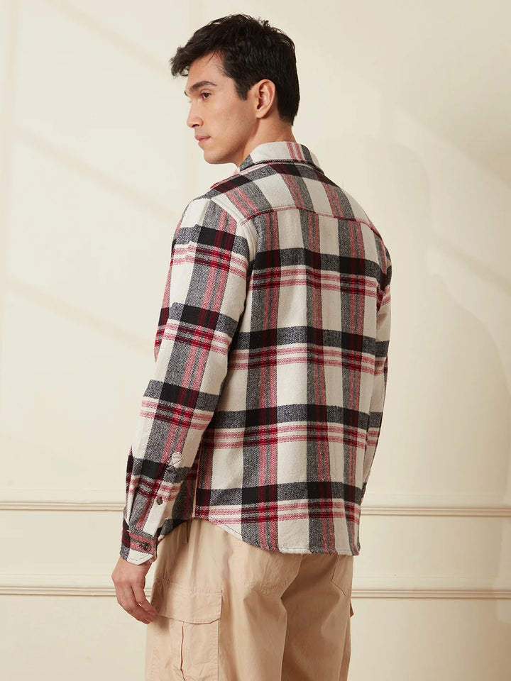 Herringbone Comfort Fit Overshirt | Red
