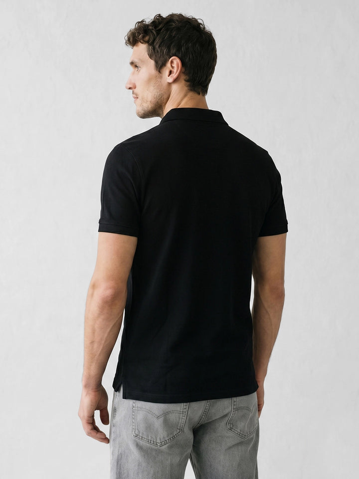 Solid Slim Fit Polo T-Shirt | Black
