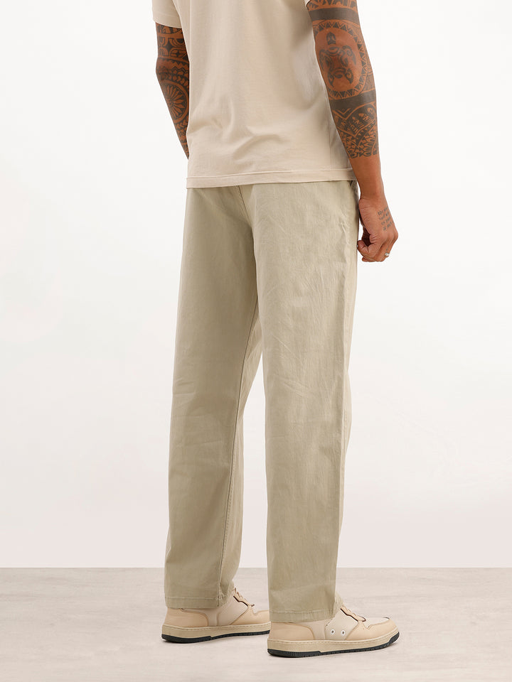 Classic Solid Loose Fit Trouser | Beige