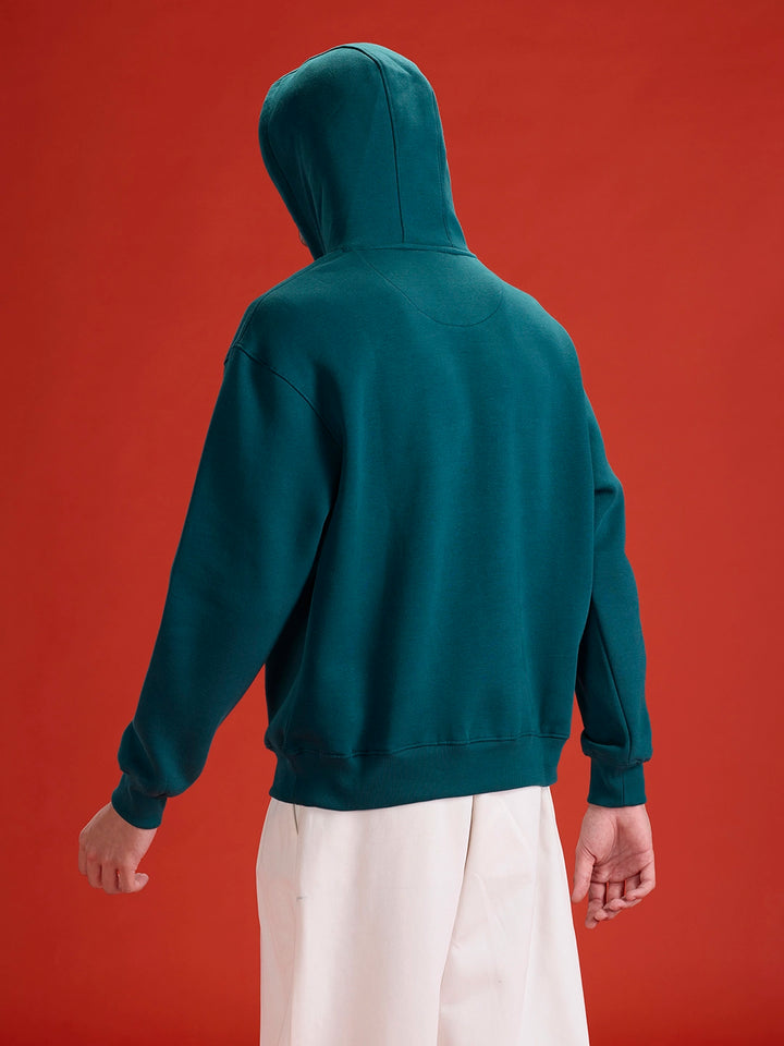 Wrogn Oversized Graphic Hoodie For Men | Teal