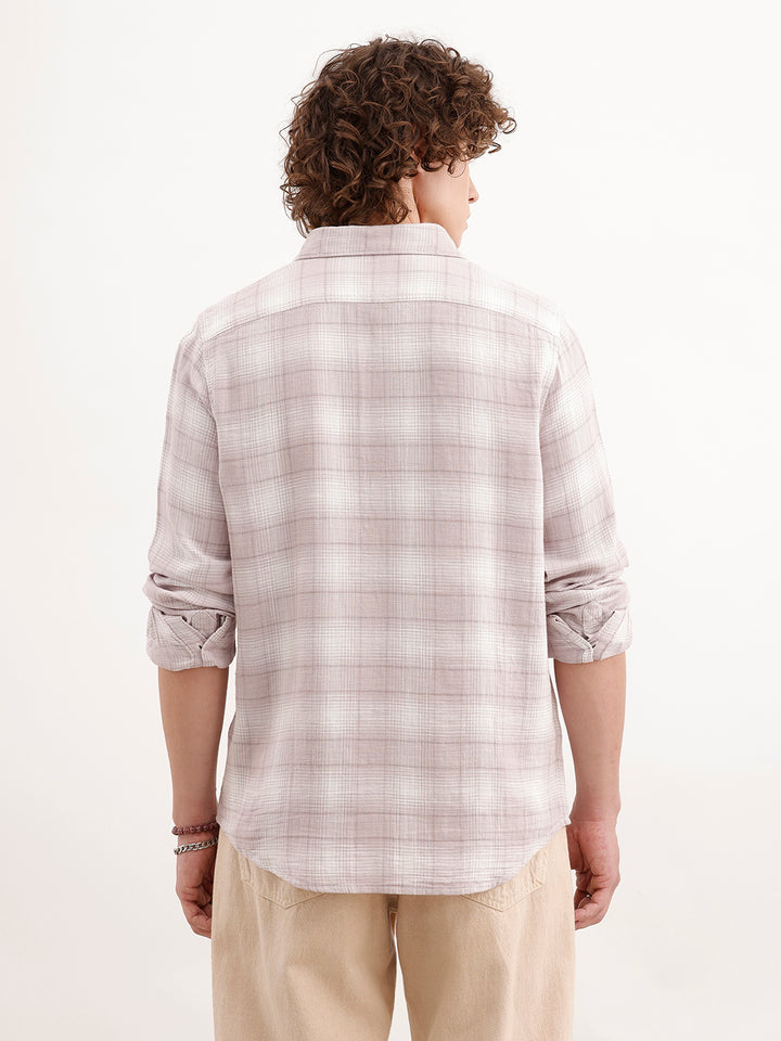 Slim Fit Textured Shirt  | Pink