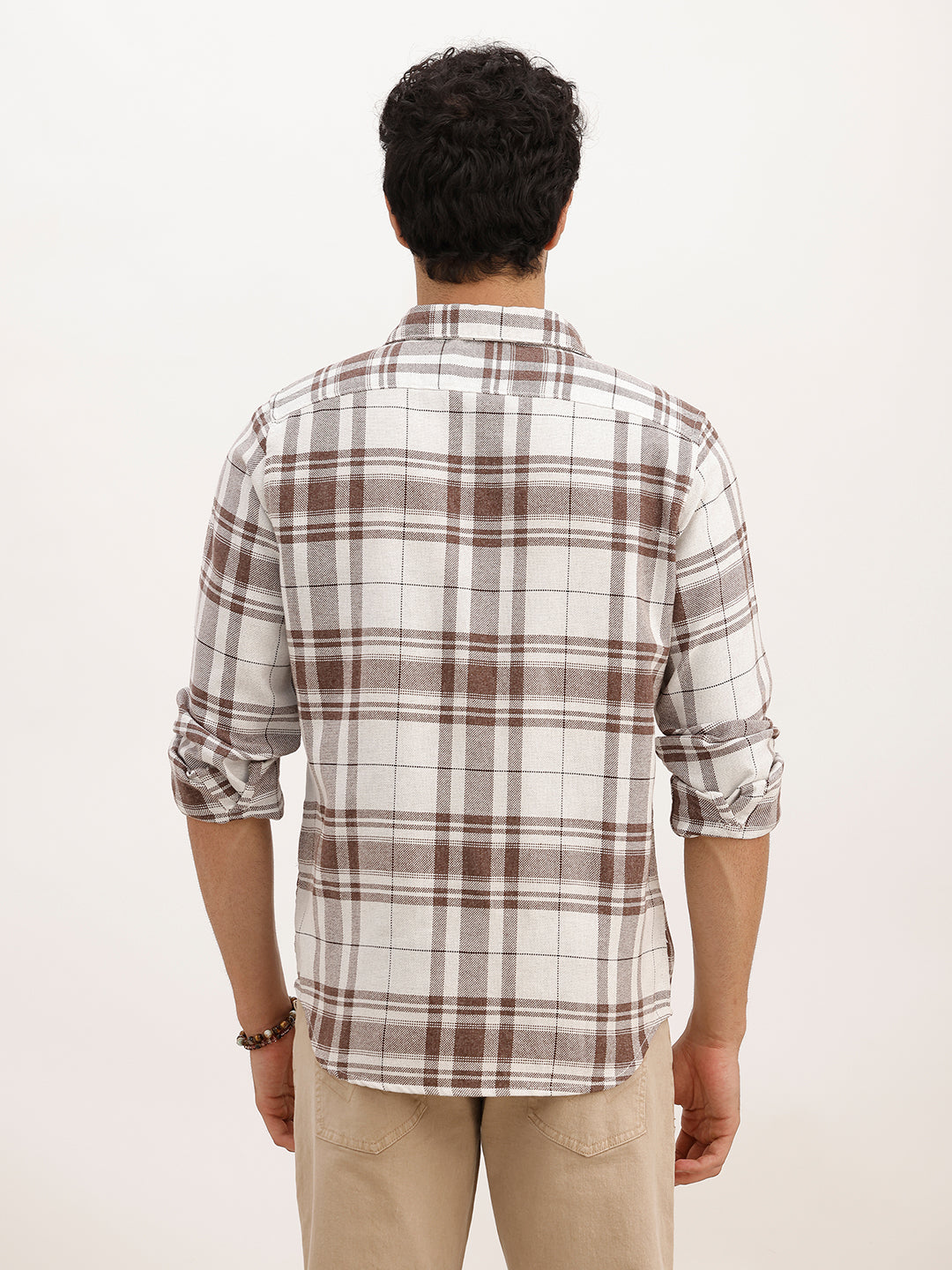 Slim Fit Checkered Full Sleeve Shirt | Green