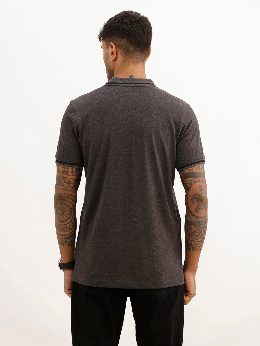Classic Tipping Collar Polo T-Shirt | Dark Grey | WWTS254F