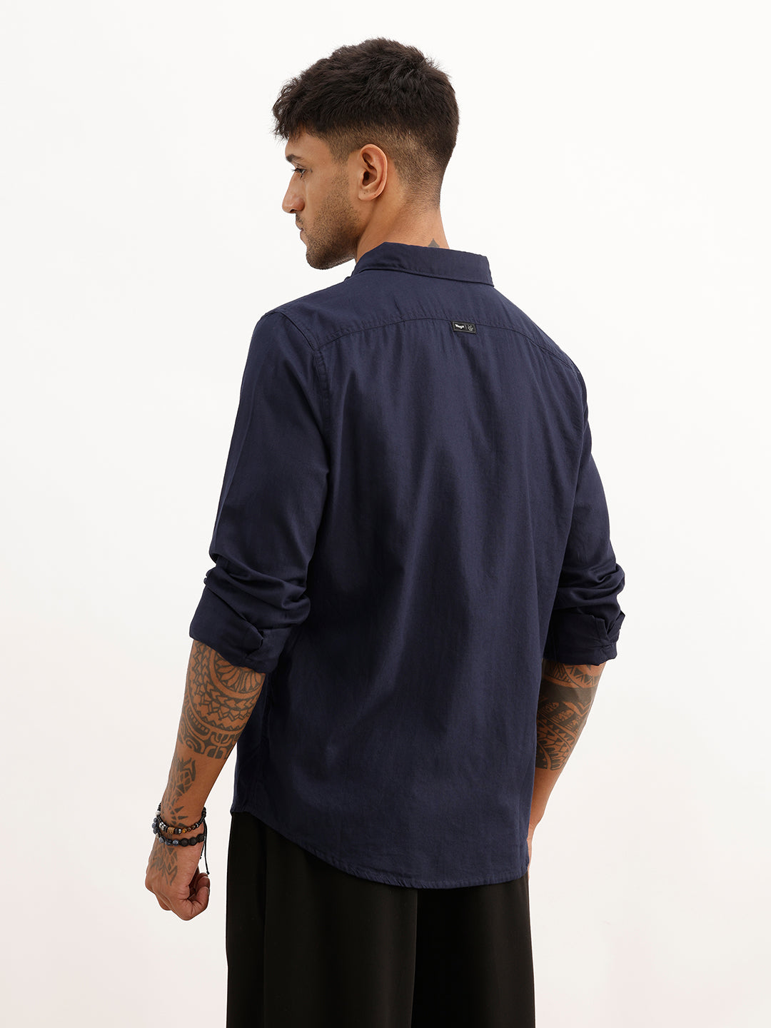 Solid Regular Fit Full Sleeve Shirt | Navy Blue