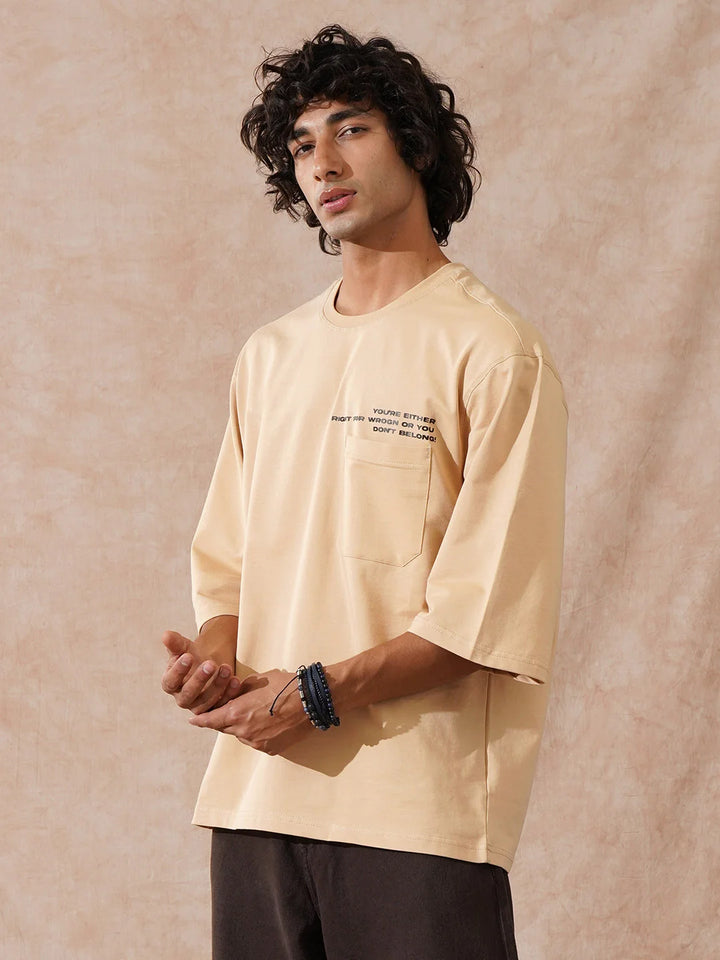 Heavy GSM 3/4th Sleeve T-Shirt | Beige