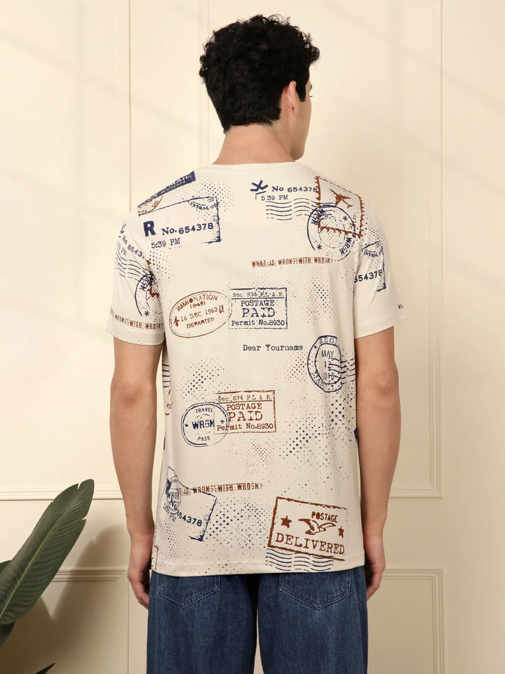 Postcards AOP Beige T-Shirt