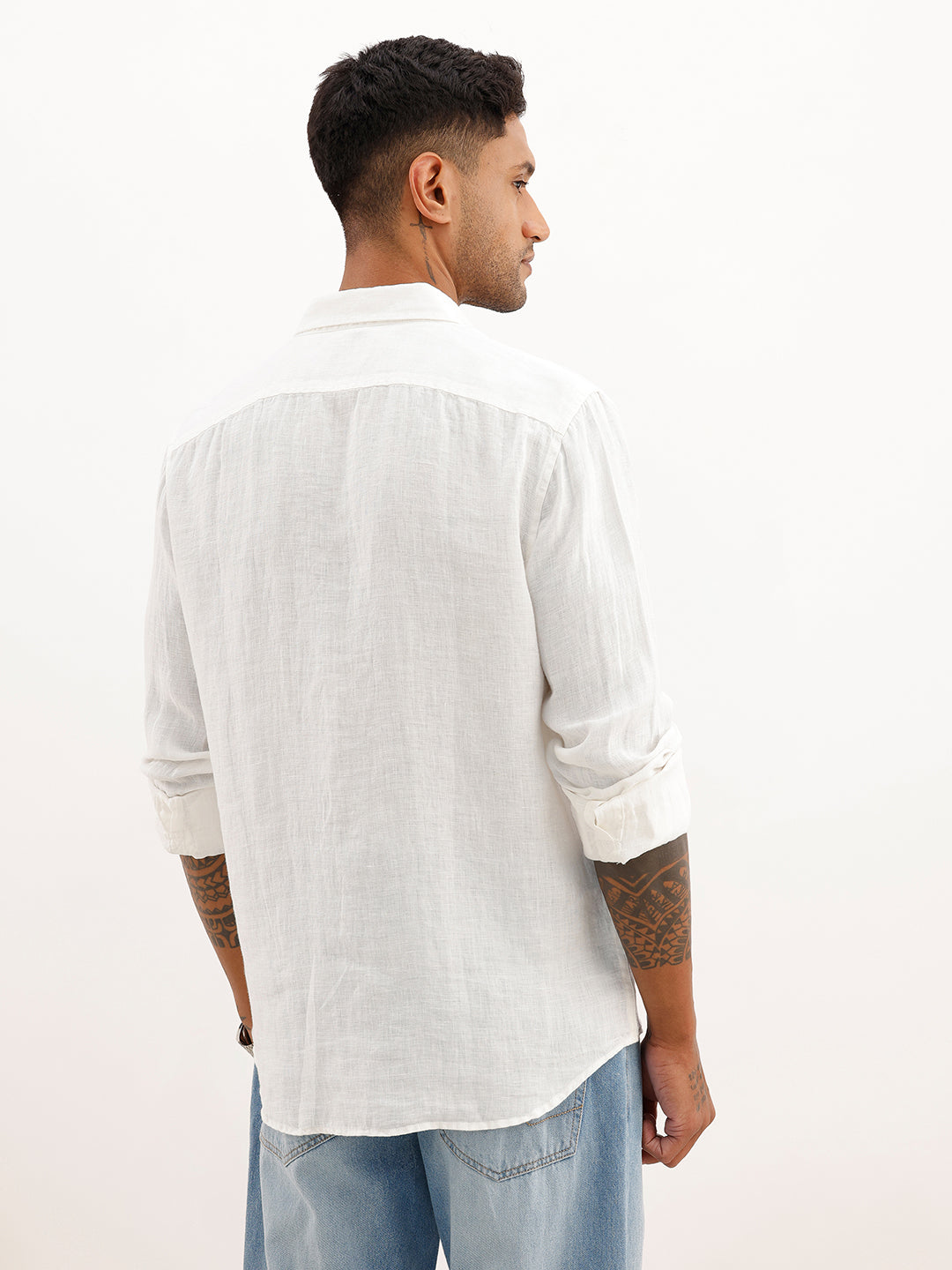 Solid Slim Fit Full Sleeve Shirt | White