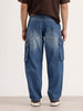 Loose Fit Cargo Denim Jeans | Light Blue