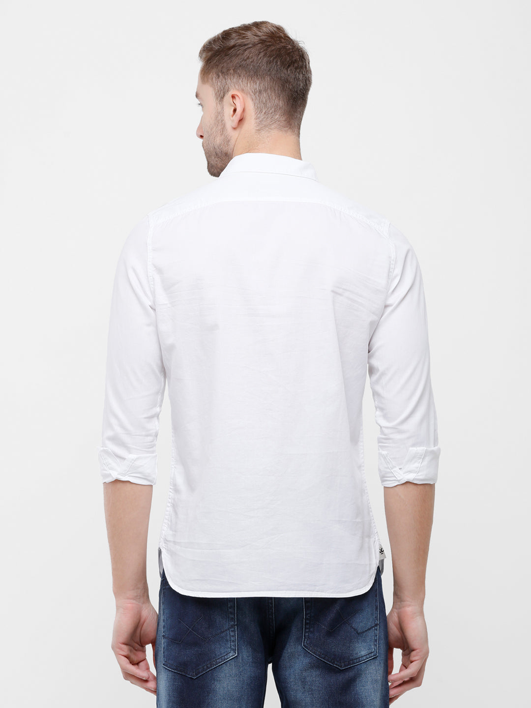 Sharp Solid White Cotton Shirt