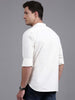 White Henley Neck Solid Shirt