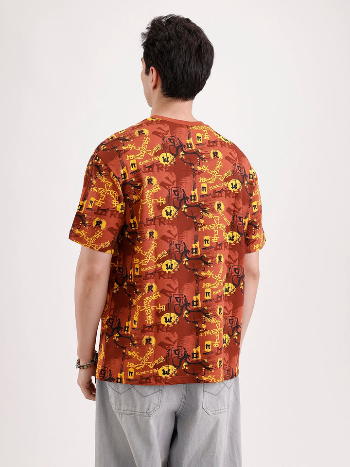 Classic Oversized AOP T-Shirt  | Rust