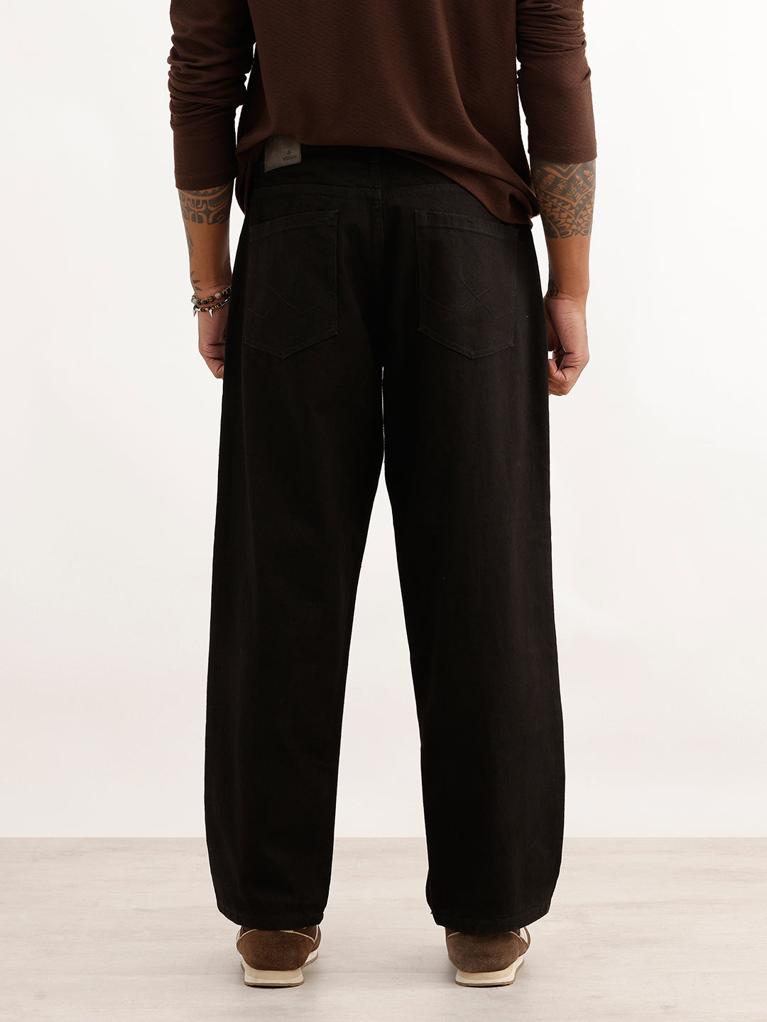 Solid Loose Fit Denim Jeans | Black