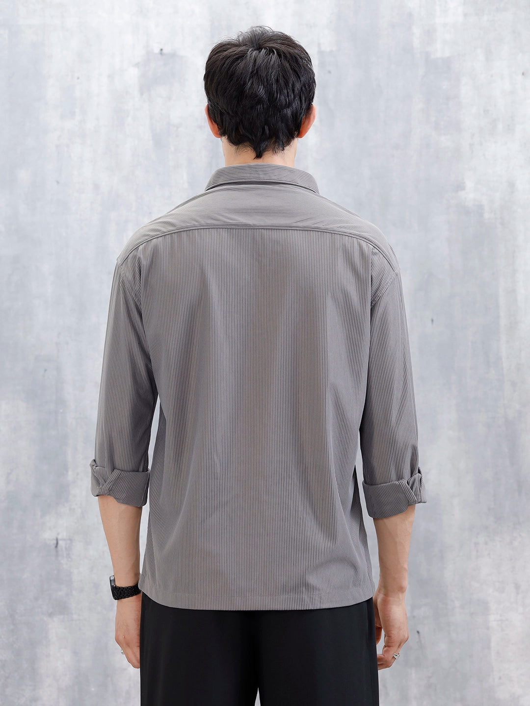 Oversized Textured Polo T-Shirt For Men's | Grey