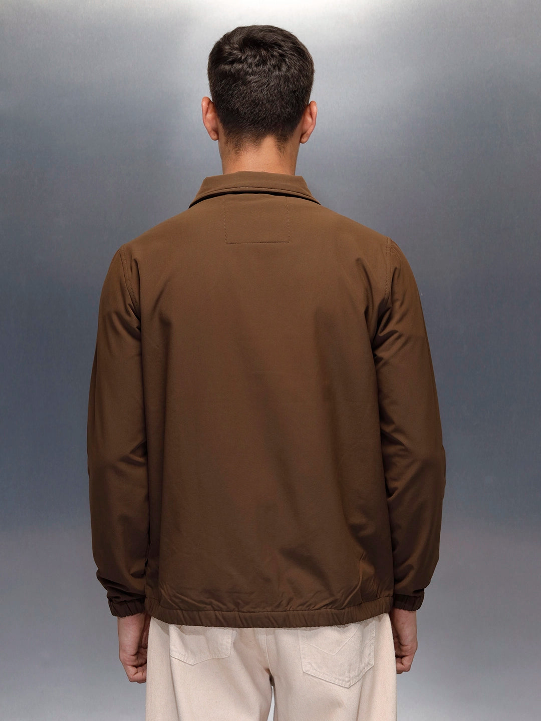 Men's Regular Fit Zip-up Jacket  | Brown