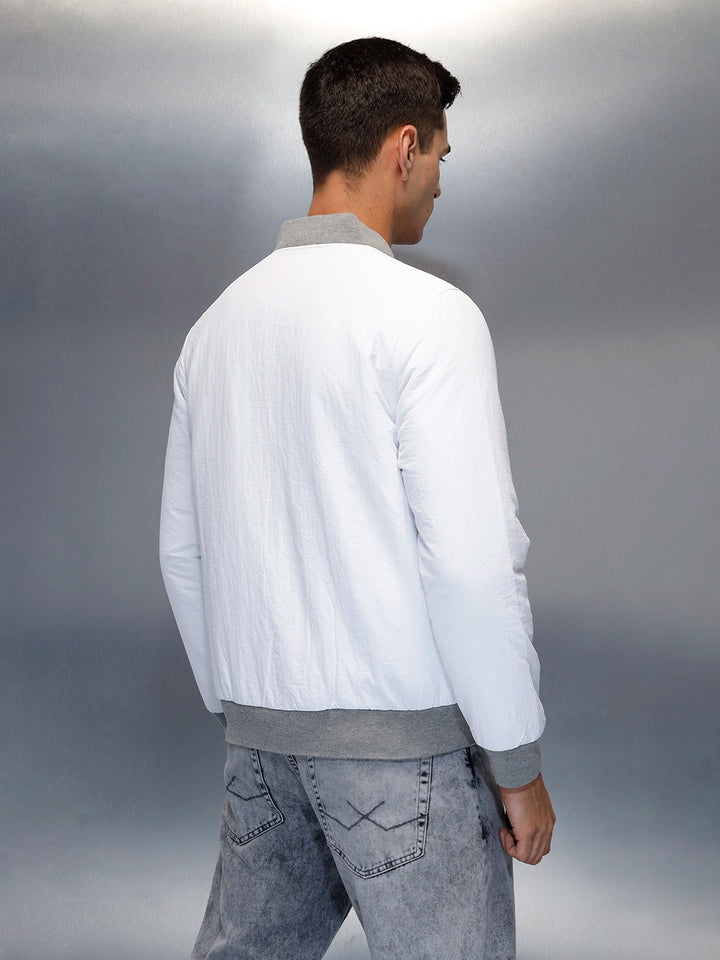 Men's Casual Slim Fit Bomber Jacket | Off White