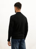 Solid Turtle Neck Semi-Zipper Sweatshirt | Black