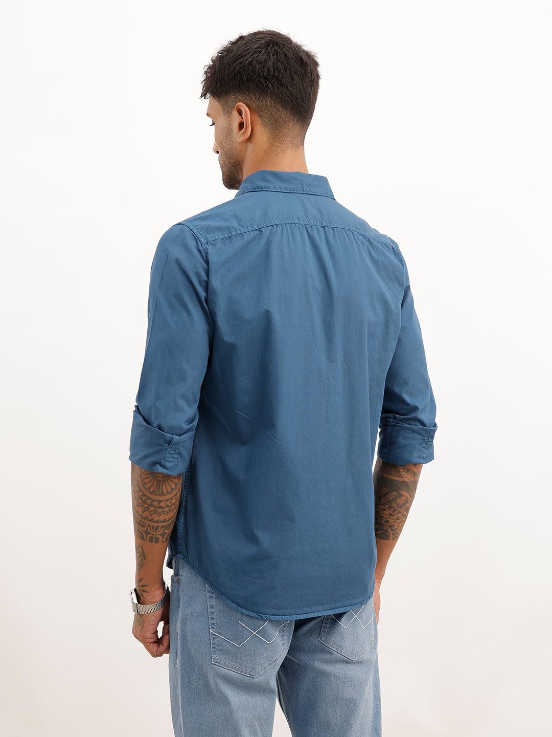Regular Fit Double Pocket Shirt | Blue