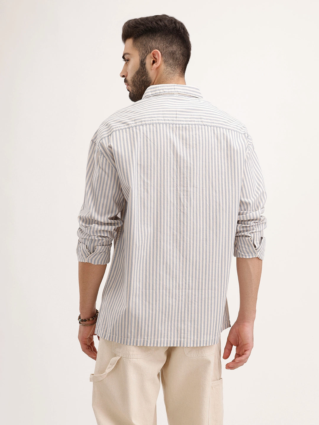 Oversized Fit Placement Printed Shirt | Light Blue